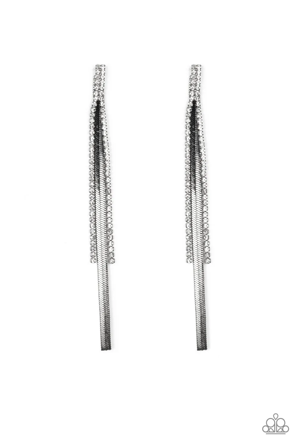 Paparazzi Accessories - Flavor of the SLEEK - Black Rhinestone Earrings