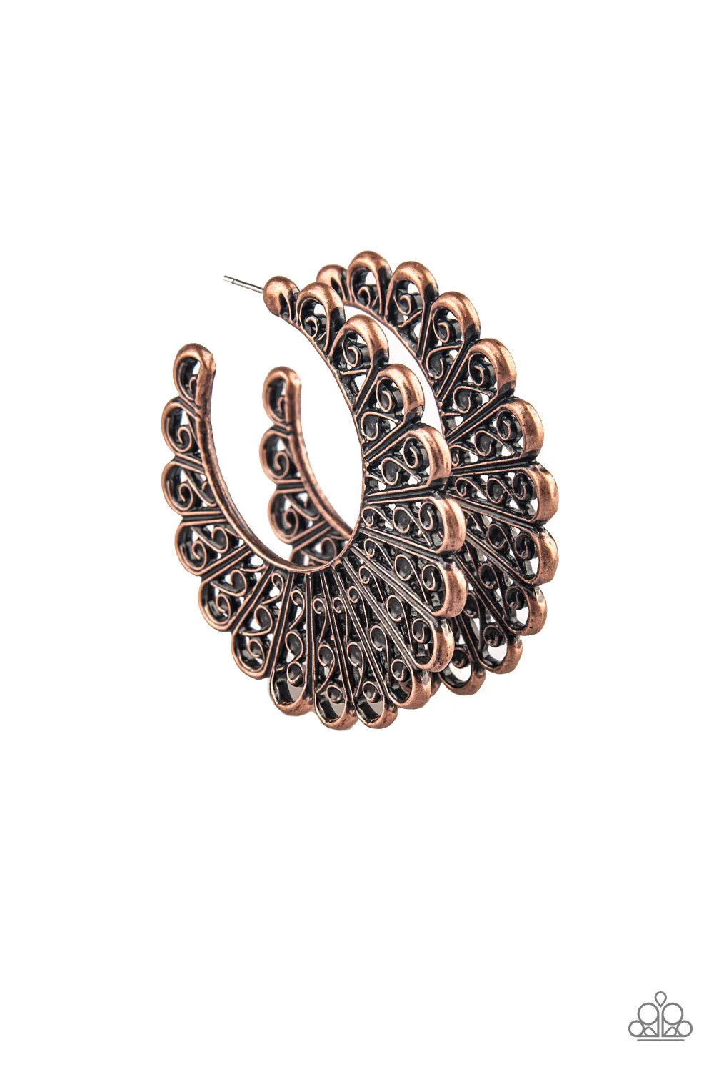 Paparazzi Accessories - Funky Flirt #L182 - Copper Earrings