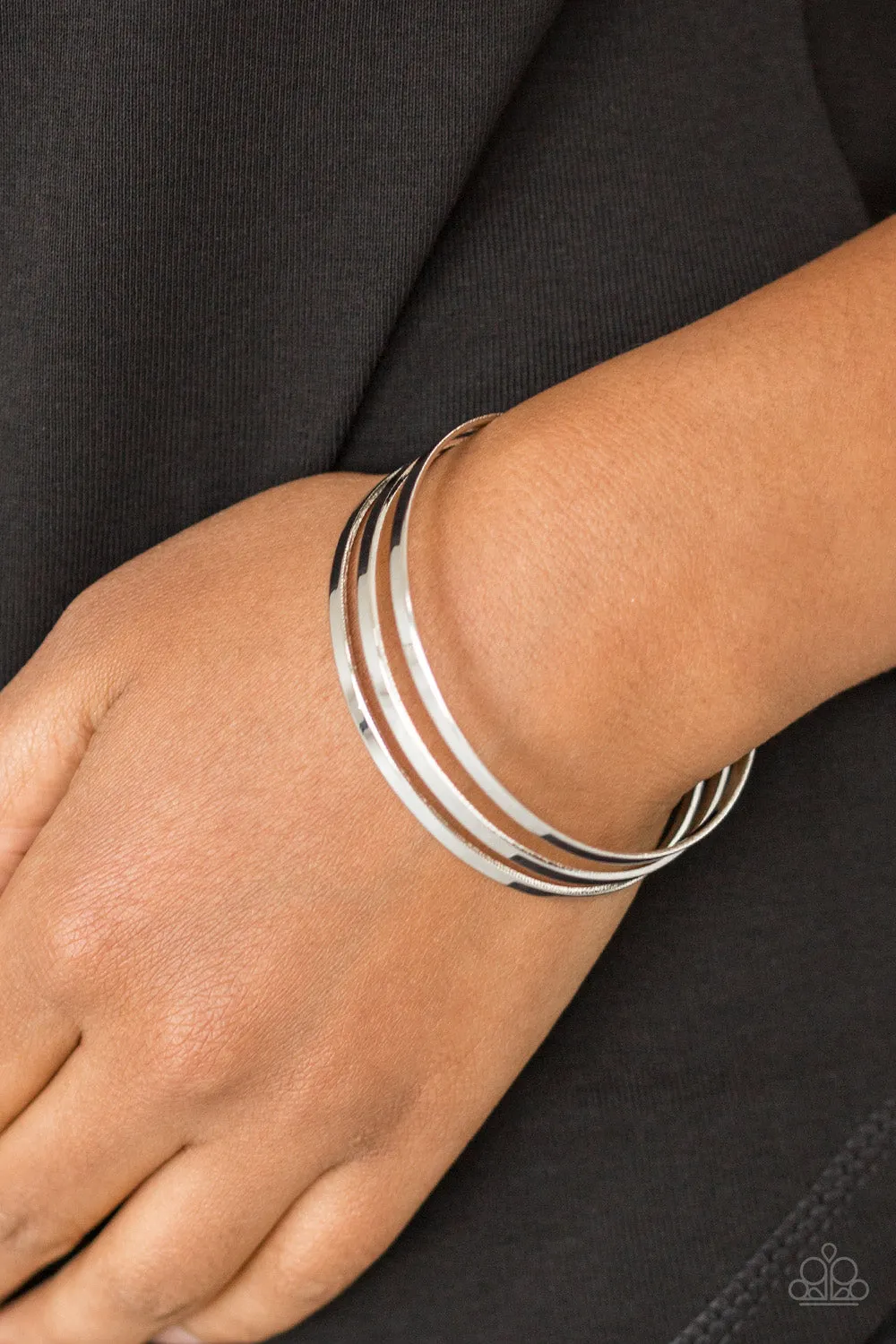 Paparazzi Accessories - Street Sleek Drawer 5/1 - Silver Bracelet