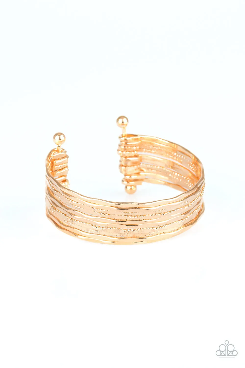 Elegant Gold Cuff Bracelet with Sleek Shimmer - Paparazzi Bracelet