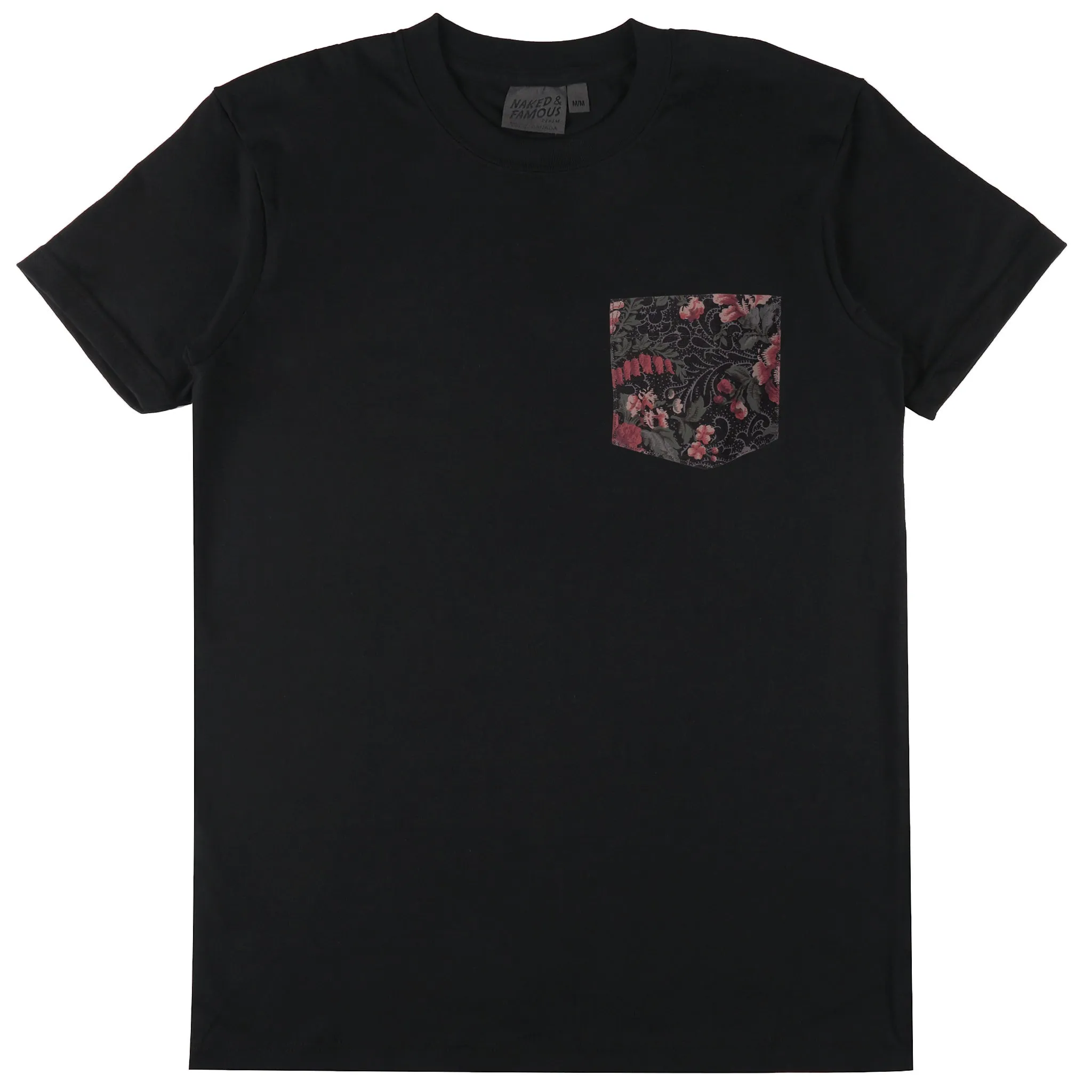 Pocket Tee - Black   Muted Flower Organic