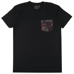 Pocket Tee - Black   Muted Flower Organic