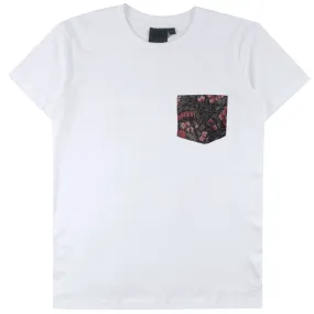 Pocket Tee - White   Muted Flowers Organic