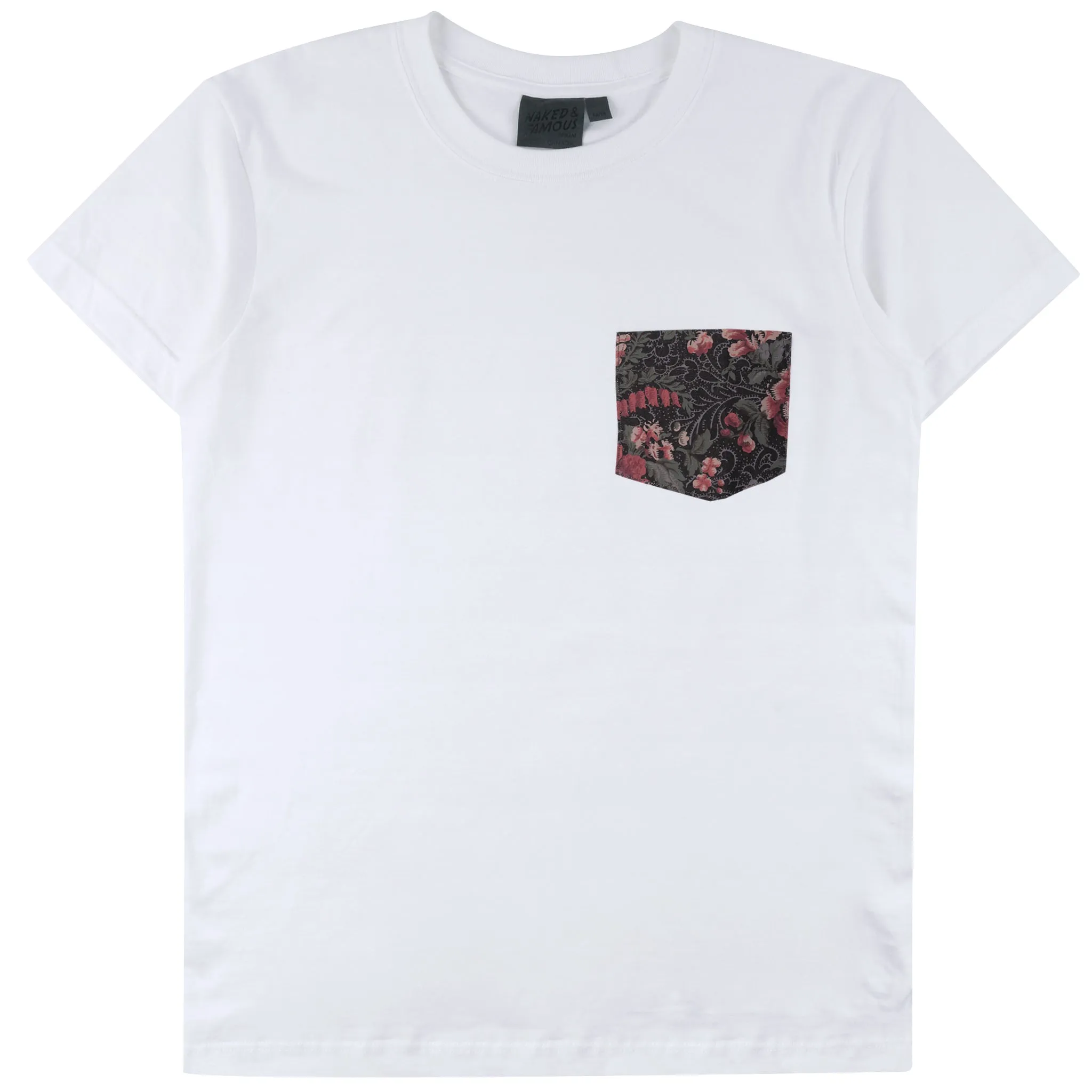 Pocket Tee - White   Muted Flowers Organic