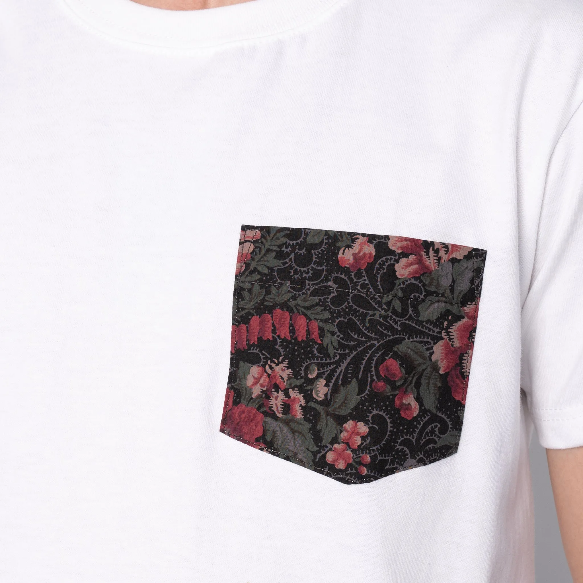 Pocket Tee - White   Muted Flowers Organic