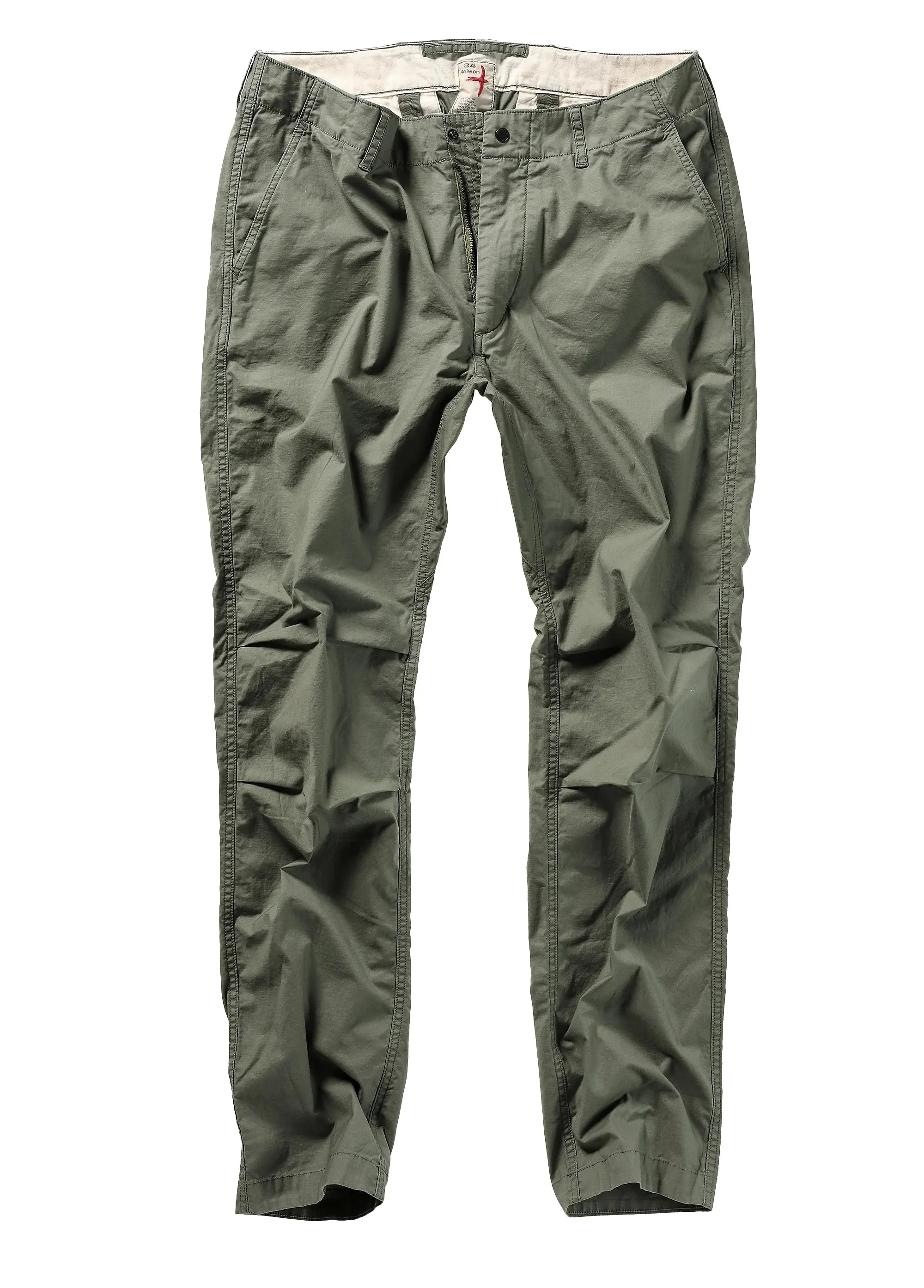 Relwen Mens Flyweight Flex Chino Pants in Muted Olive Green