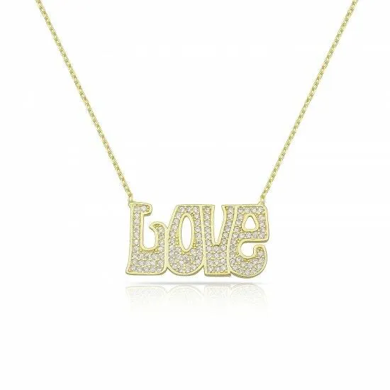 Retro Funky Pave Love Necklace