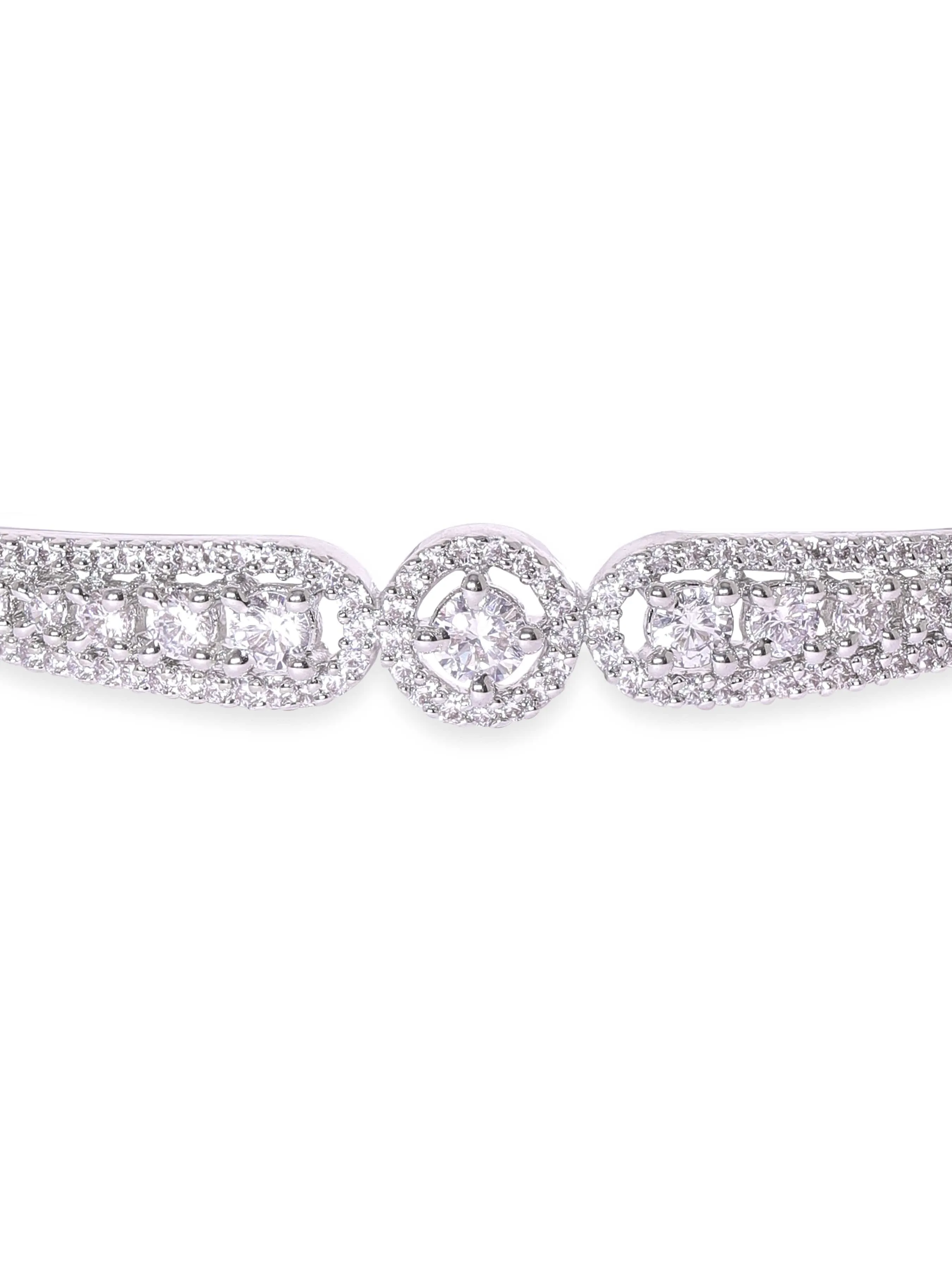 Rubans Rhodium Plated Zirconia Classy Sleek Bracelet