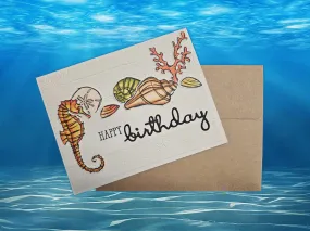 Shabby Chic Seahorse Birthday Card