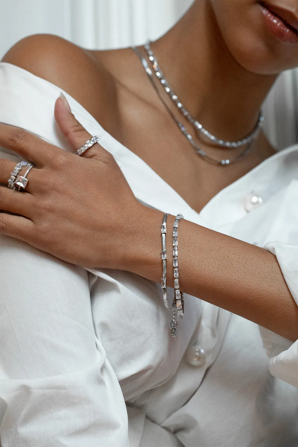 Sleek Baguette Bracelet  Silver