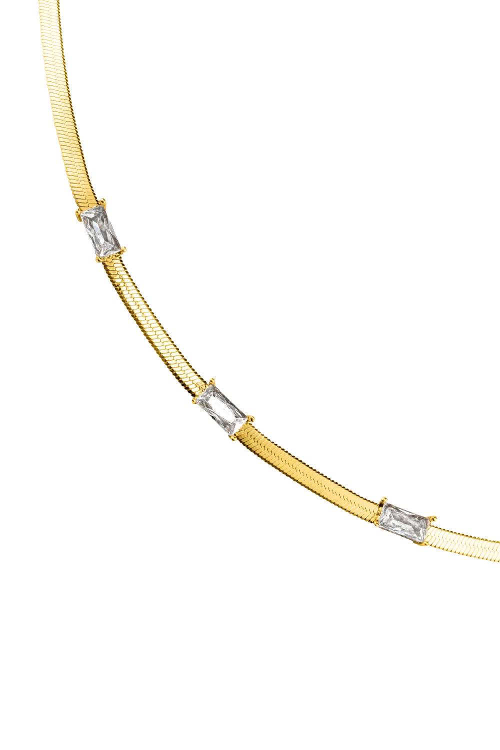 Sleek Baguette Necklace 14K Gold Plated