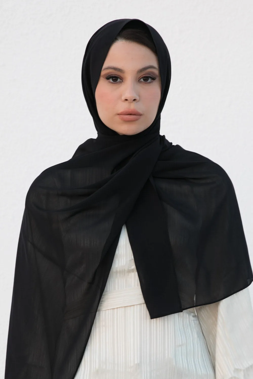 Sleek black Chiffon hijab