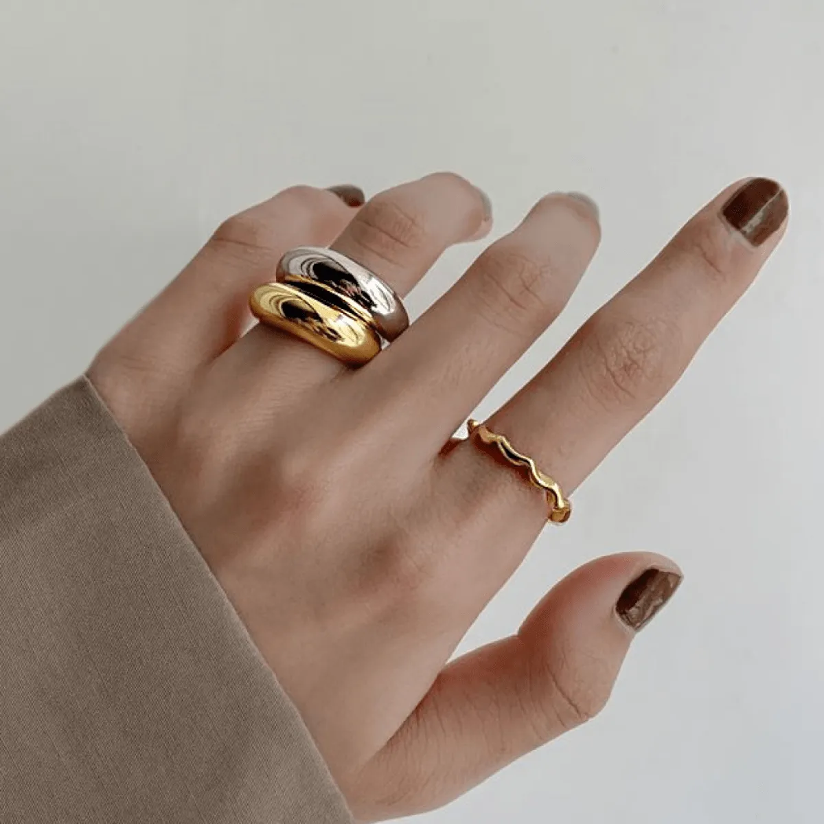 Sleek Gold Plated Adjustable Dome Ring