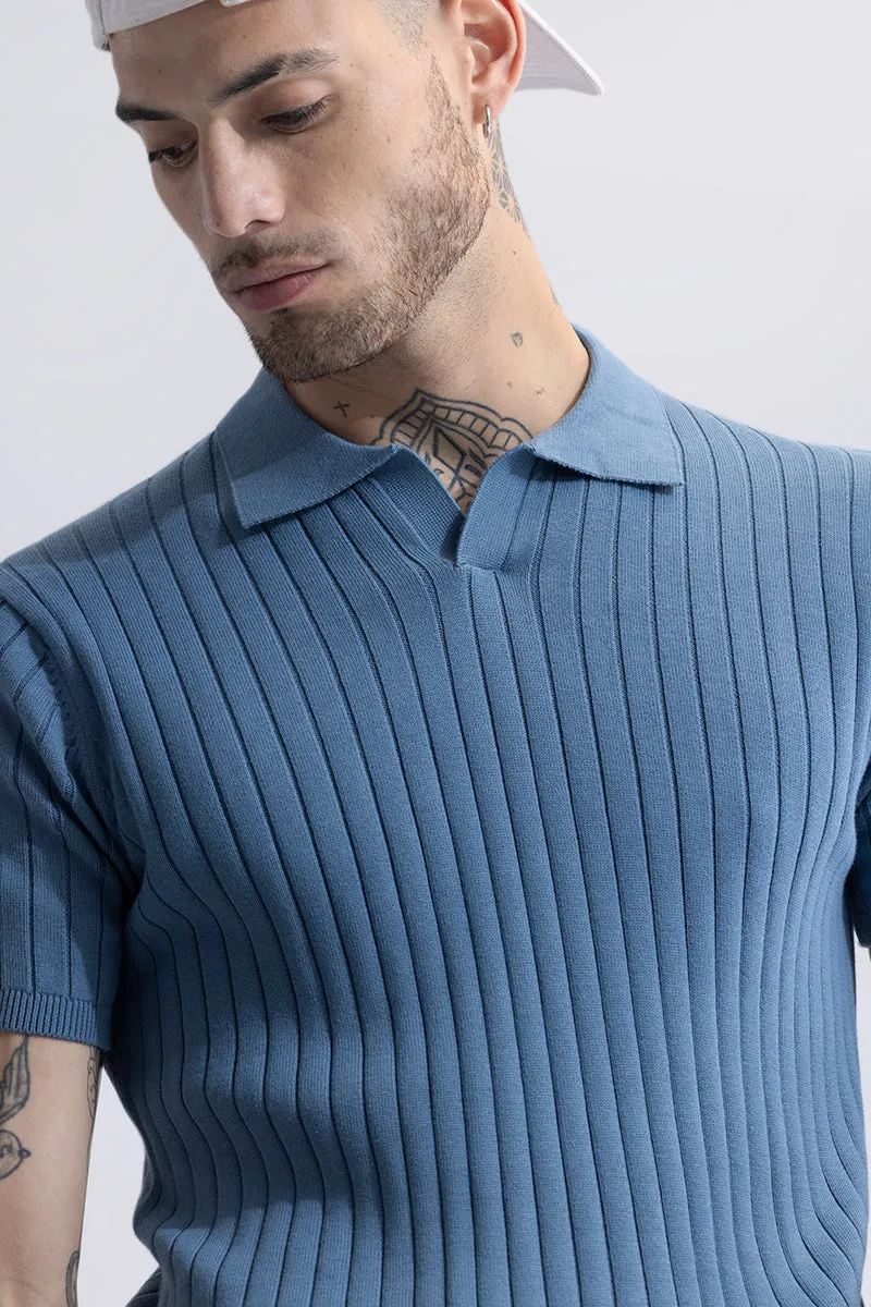 Sleek Striped Blue Polo T-Shirt