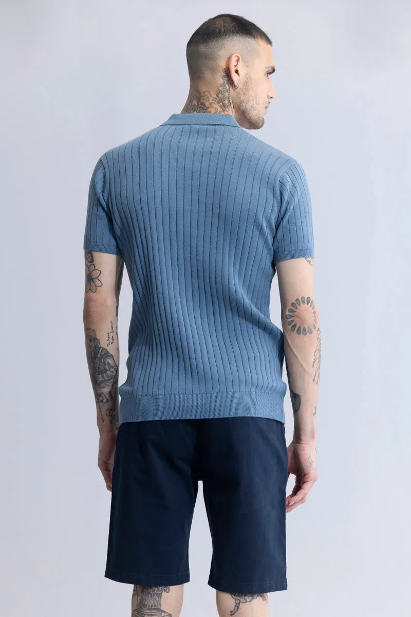 Sleek Striped Blue Polo T-Shirt