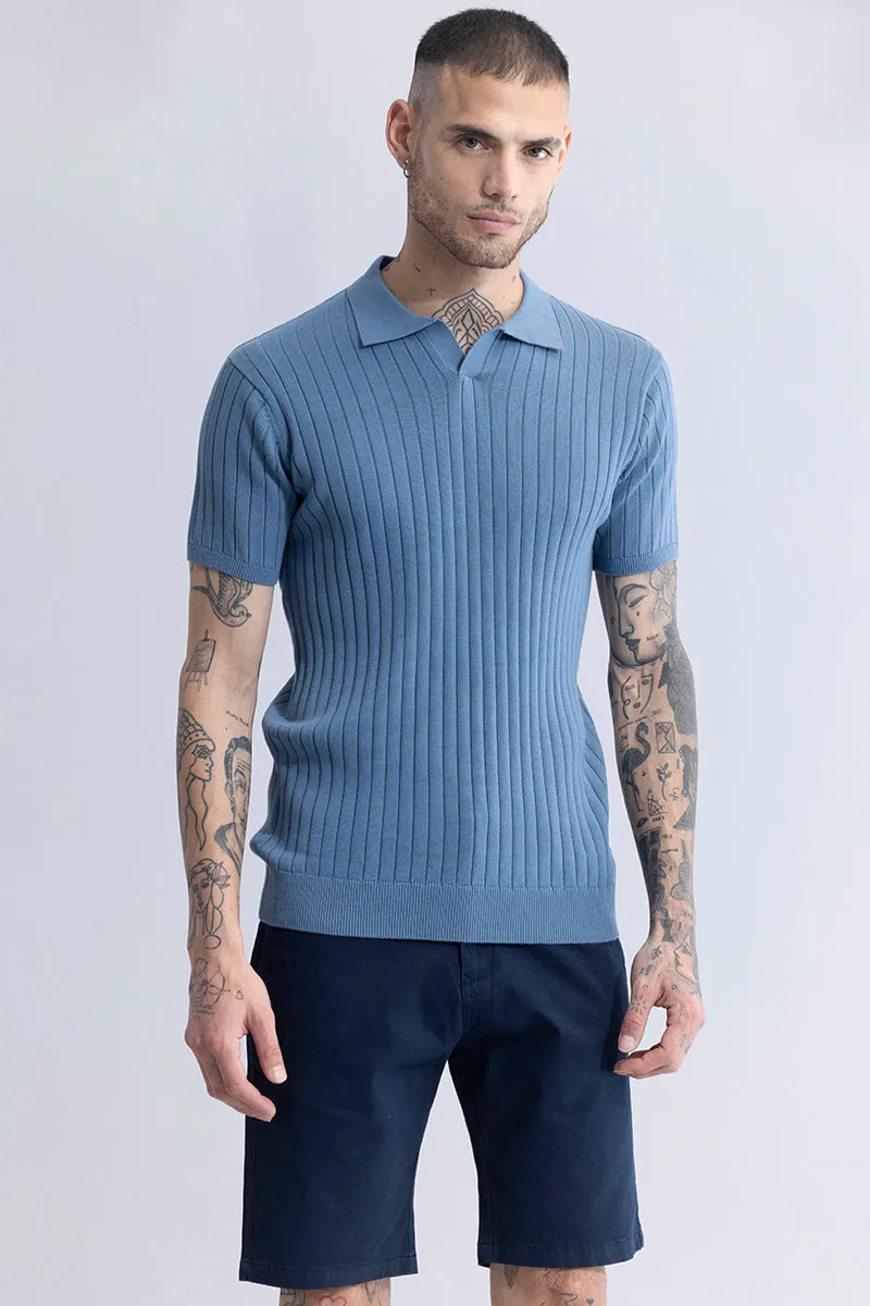 Sleek Striped Blue Polo T-Shirt