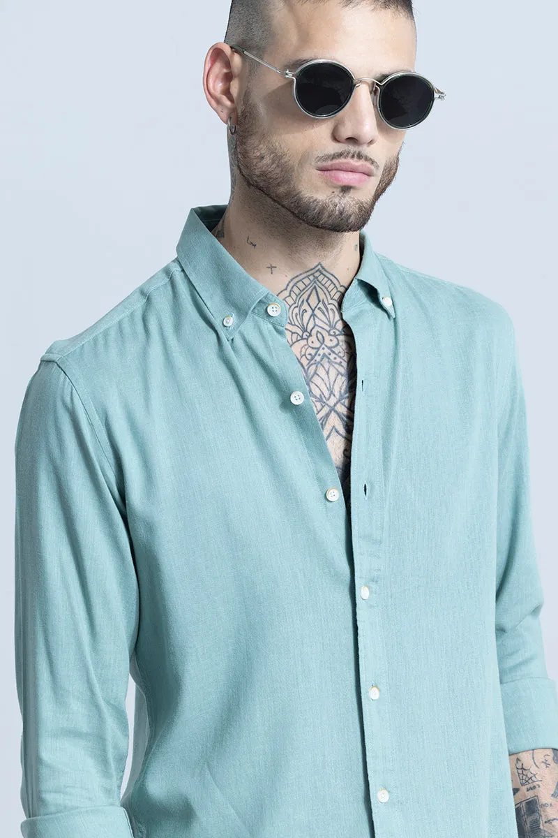 Sleek Style Plain Teal Green Shirt