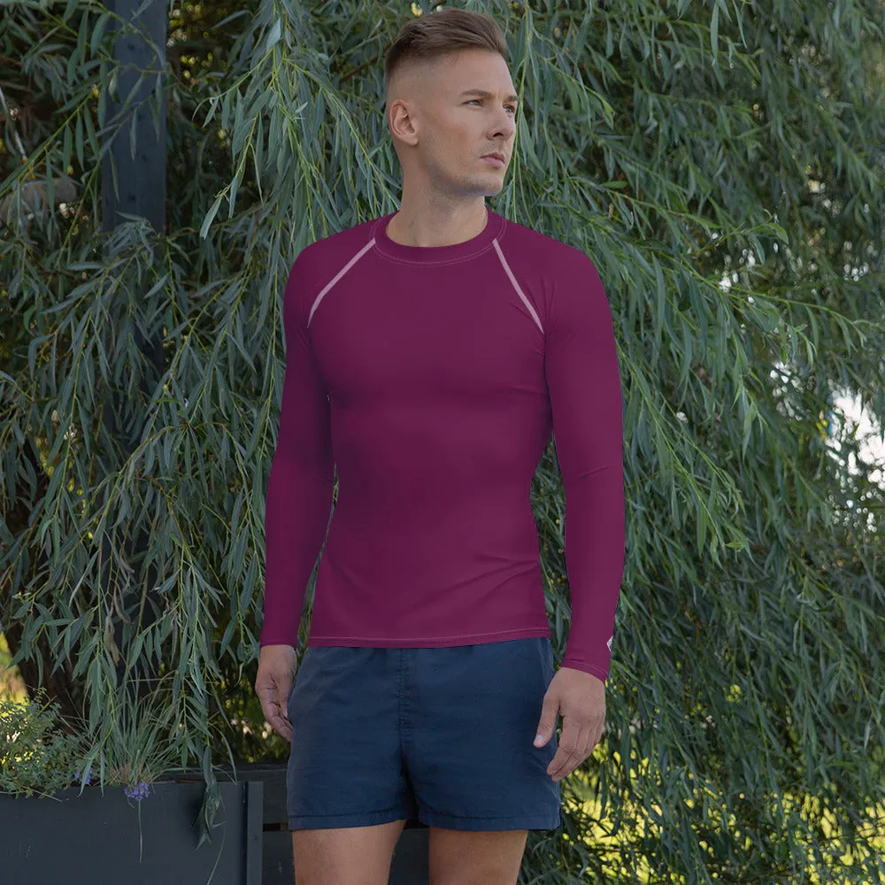 Sleek Sun Protection: Solid Color Rash Guard for Men - Tyrian Purple