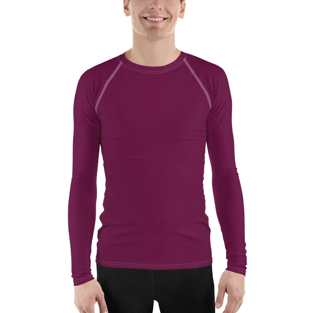 Sleek Sun Protection: Solid Color Rash Guard for Men - Tyrian Purple