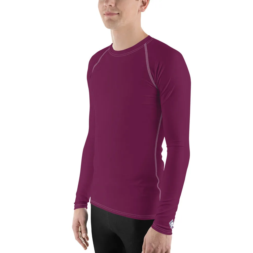 Sleek Sun Protection: Solid Color Rash Guard for Men - Tyrian Purple