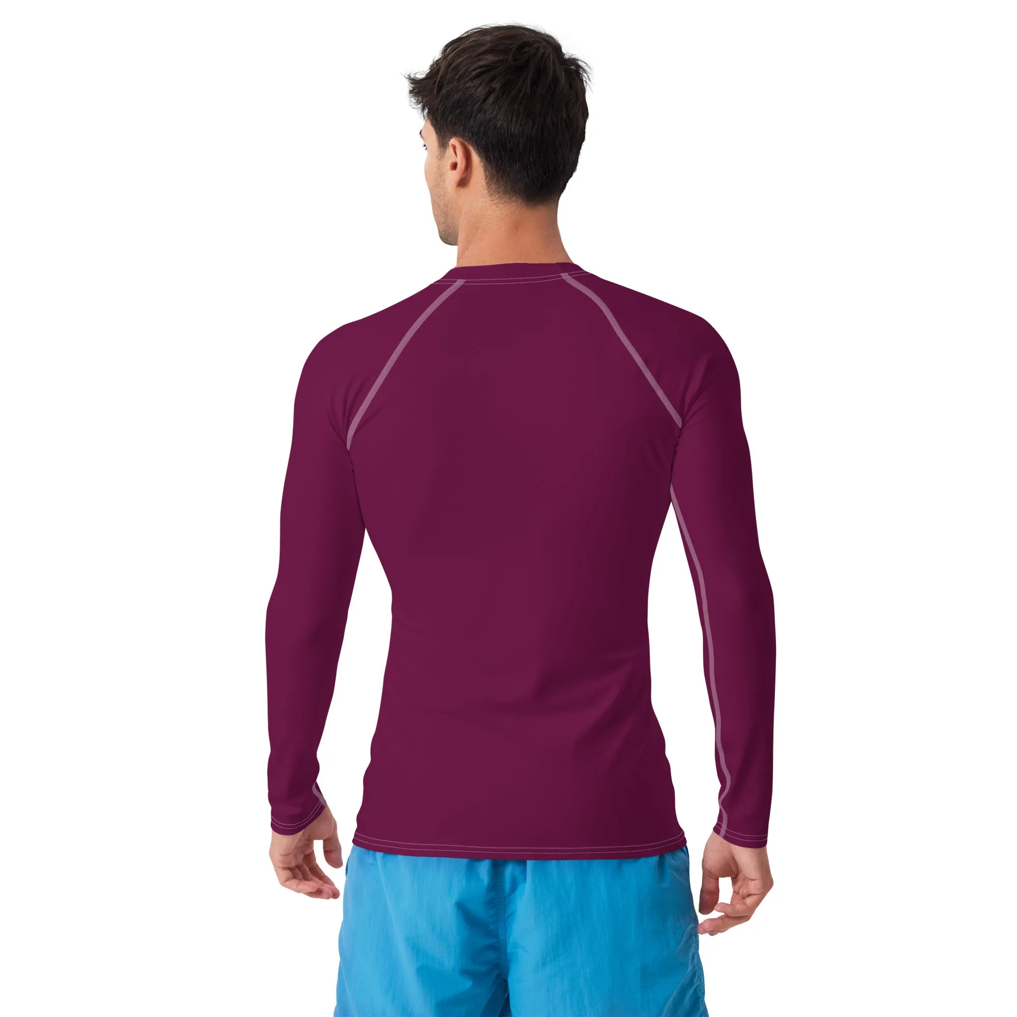 Sleek Sun Protection: Solid Color Rash Guard for Men - Tyrian Purple