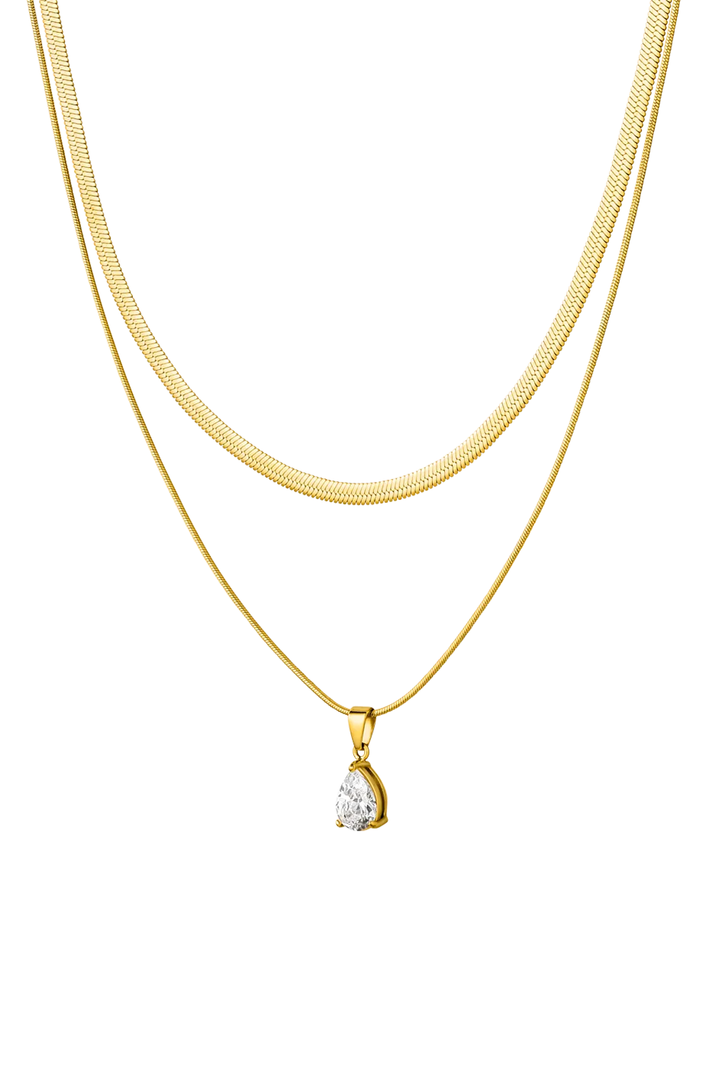 Sleek Teardrop Necklace 14K Gold Plated