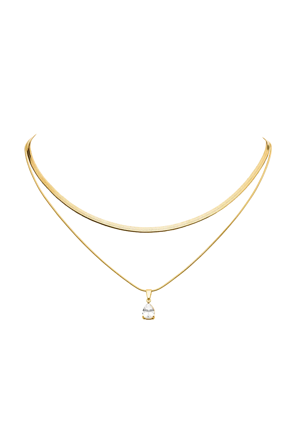 Sleek Teardrop Necklace 14K Gold Plated