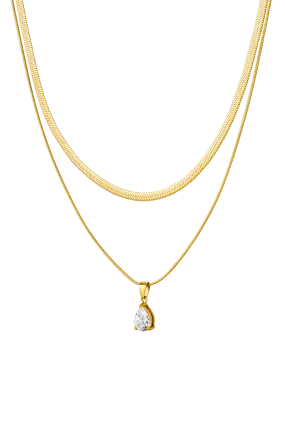 Sleek Teardrop Necklace 14K Gold Plated