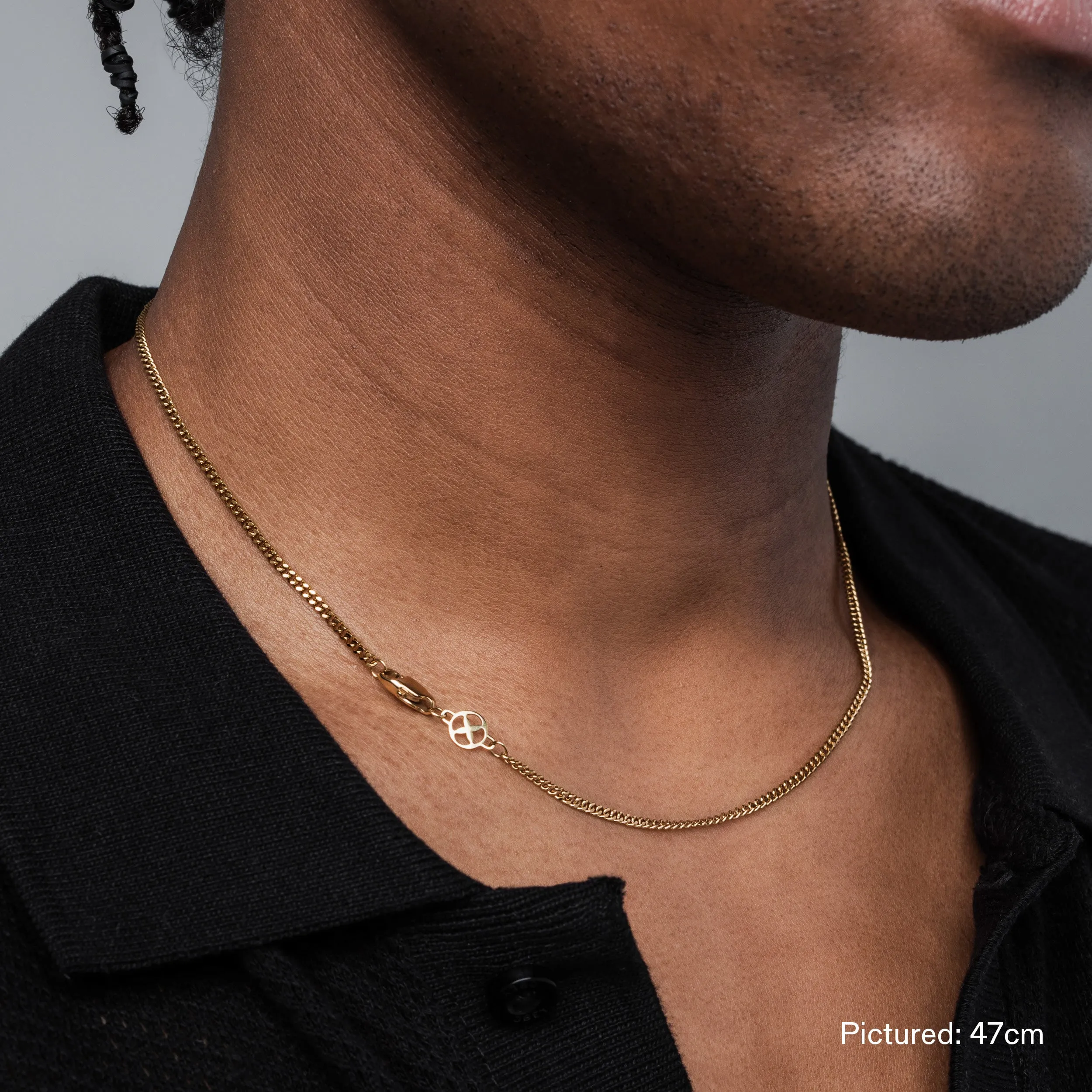 14K Gold Slim Curb Chain Necklace for Men and Women