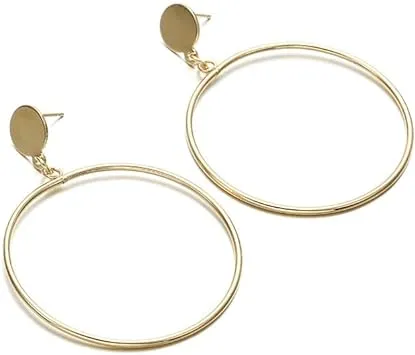 Slim Dangle Gold Hoop Earrings