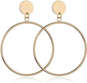 Slim Dangle Gold Hoop Earrings