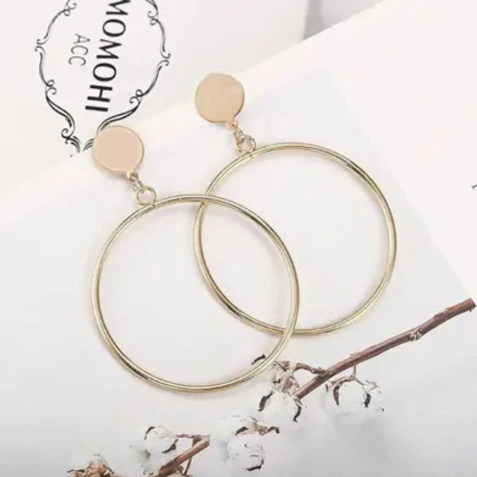 Slim Dangle Gold Hoop Earrings