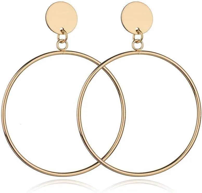 Slim Dangle Gold Hoop Earrings