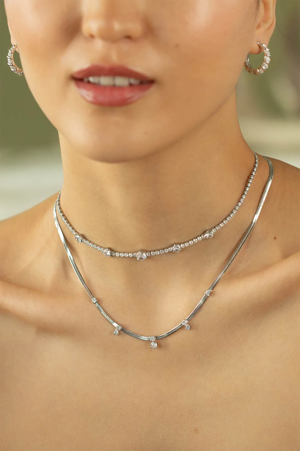 Sparkle Sleek Necklace Silver