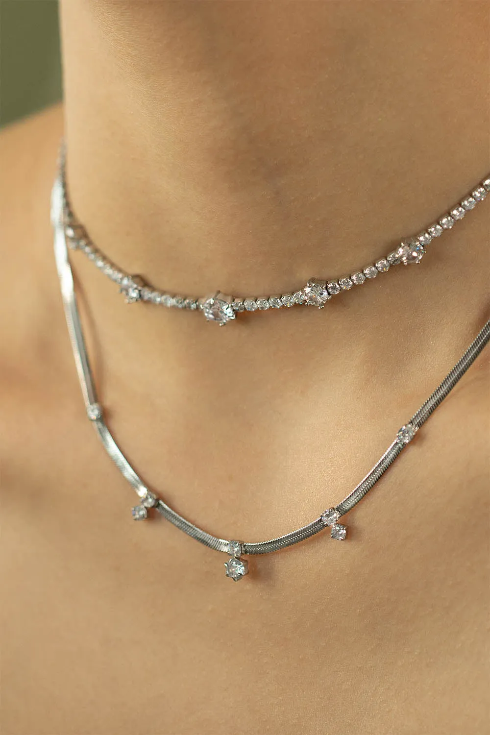 Sparkle Sleek Necklace Silver