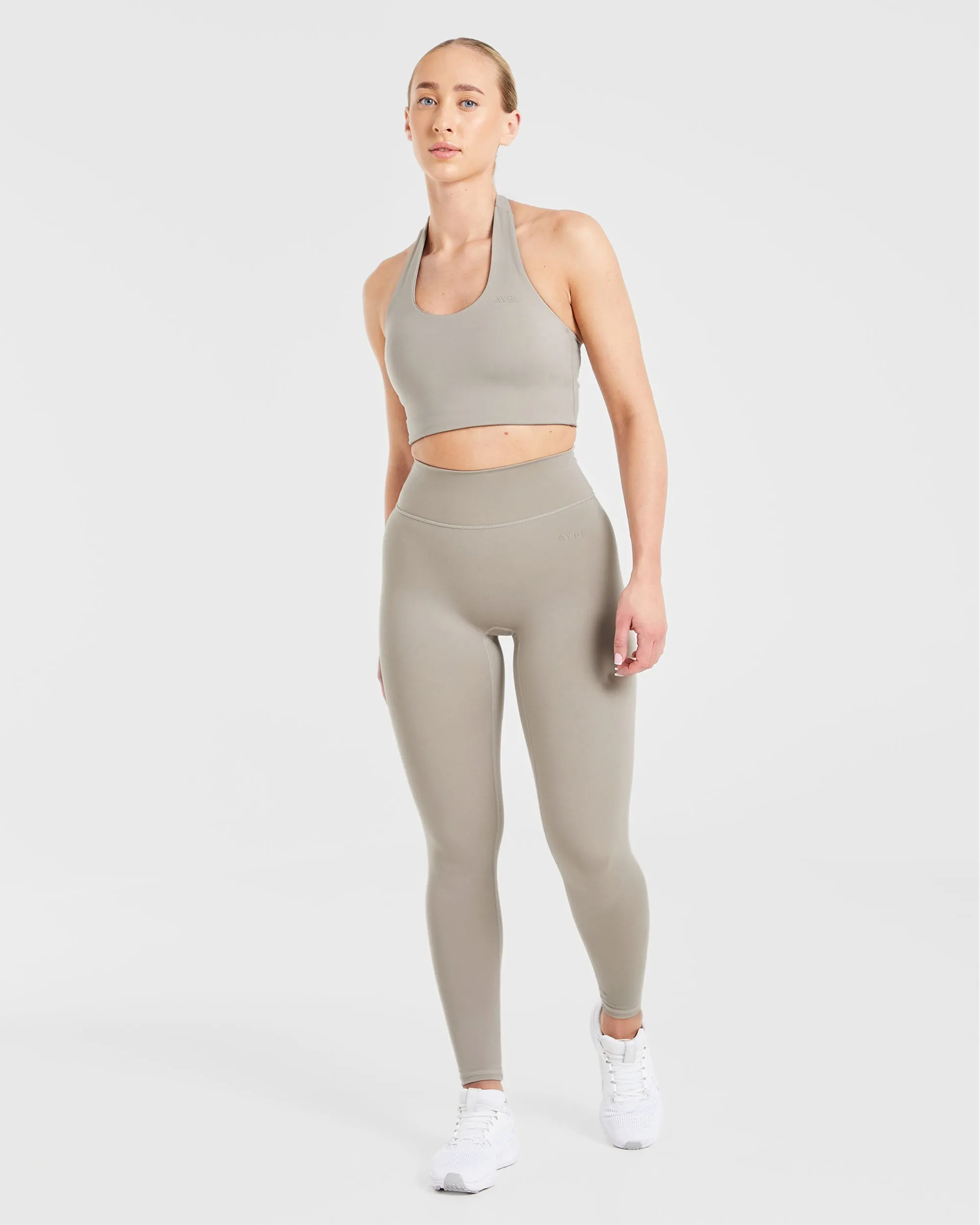 Staple Halterneck Crop Top - Muted Taupe