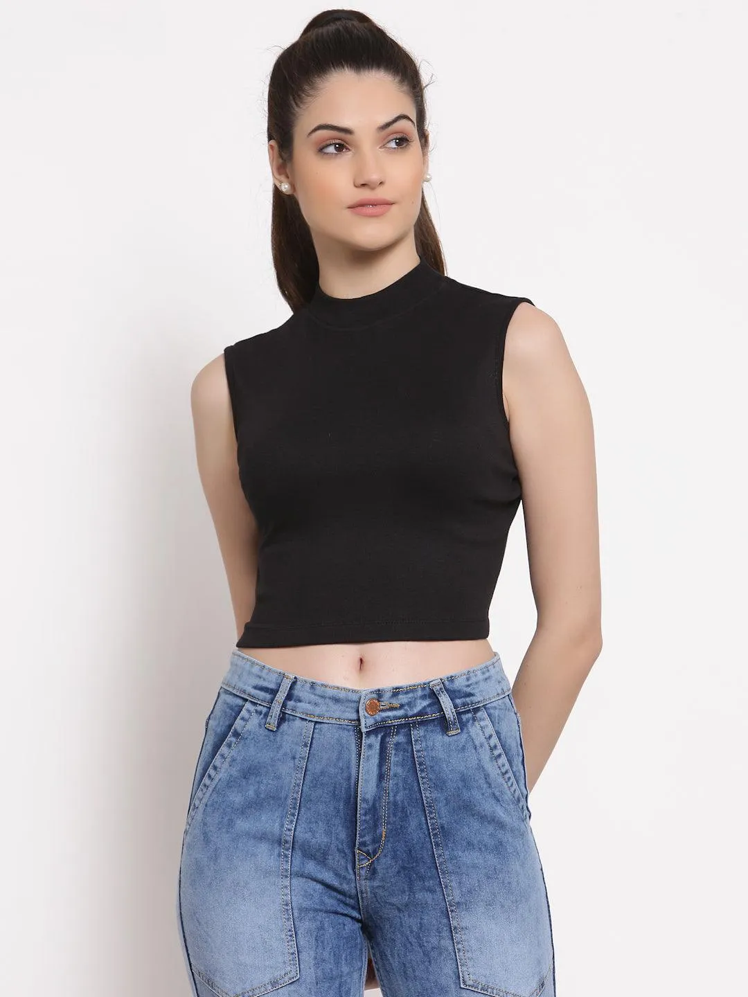 Style Quotient Black Fitted Crop Top