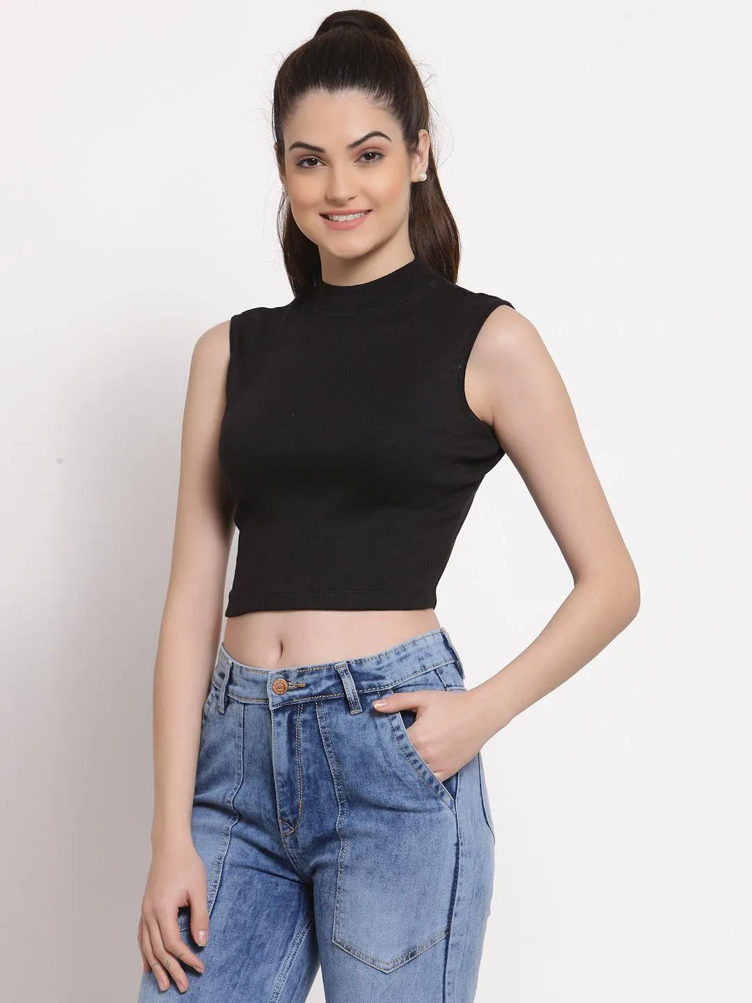 Style Quotient Black Fitted Crop Top