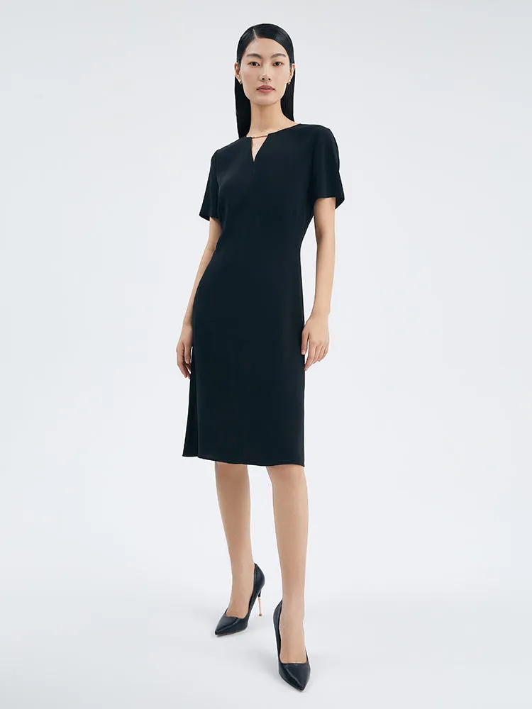 Triacetate Chain Slim Midi Dress