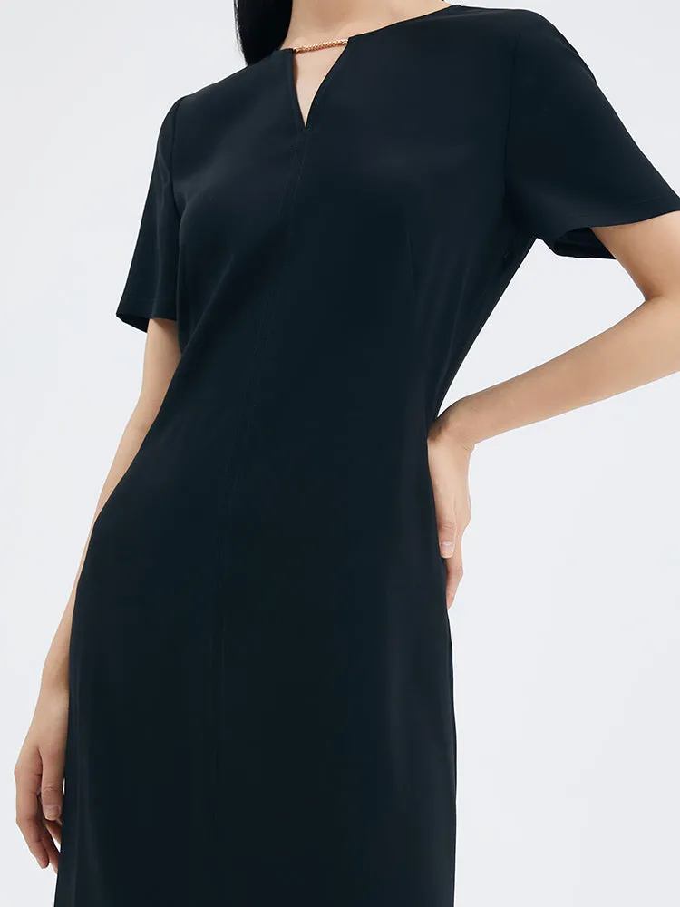 Triacetate Chain Slim Midi Dress