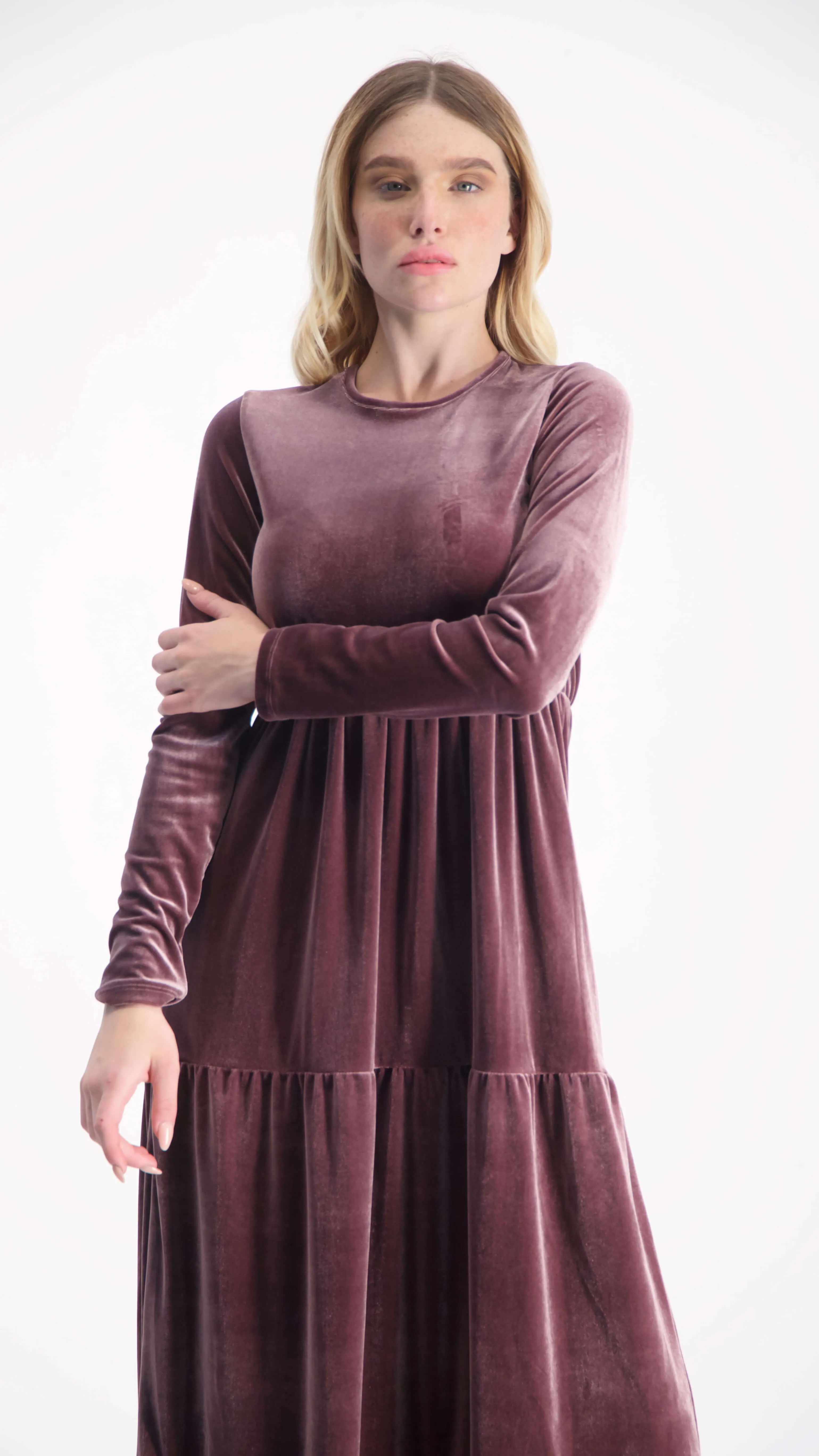 Velvet Maxi Layers Dress / Pudra