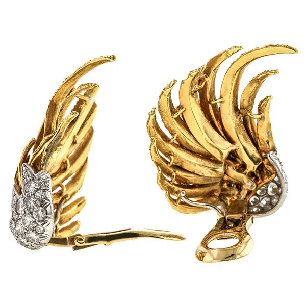 Vintage Diamond Wing Earrings