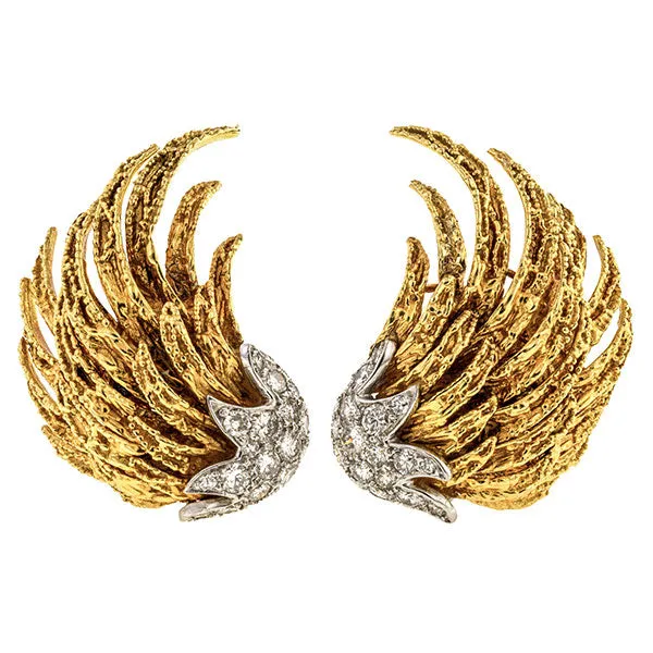 Vintage Diamond Wing Earrings