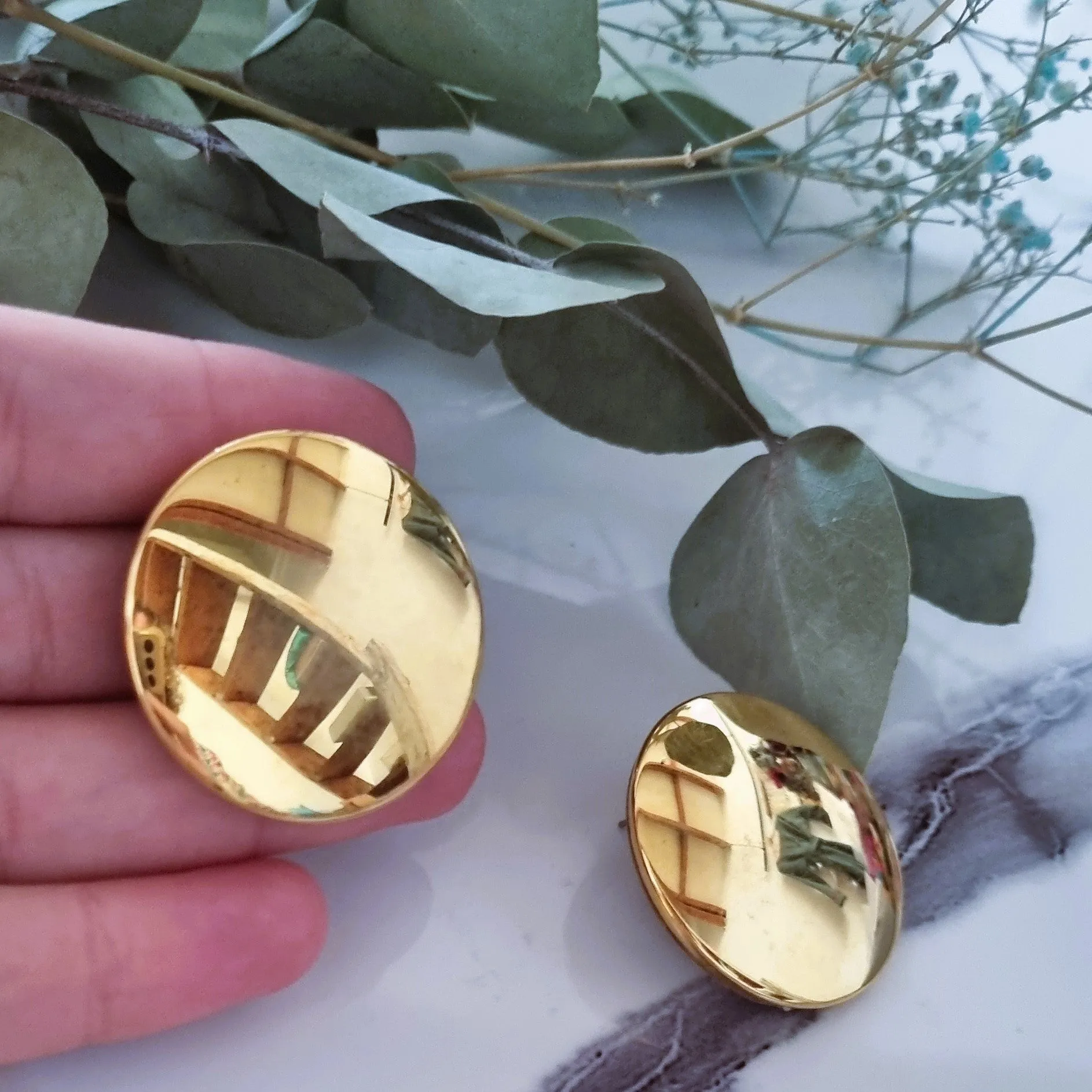 Vintage earrings - Gold mirrors