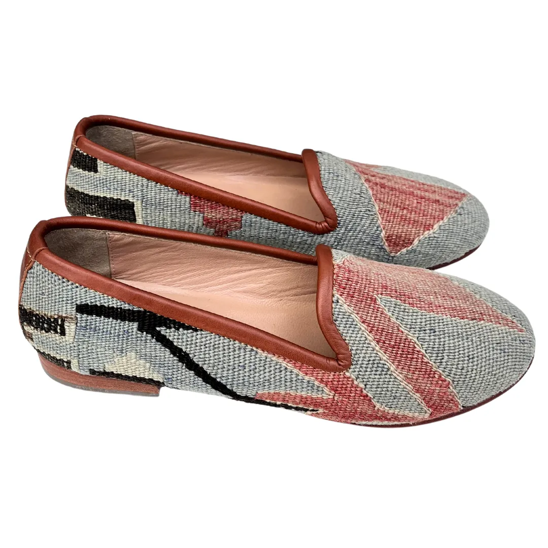 Women's Turkish Kilim Loafer Muted Orange & Lavender/Blue