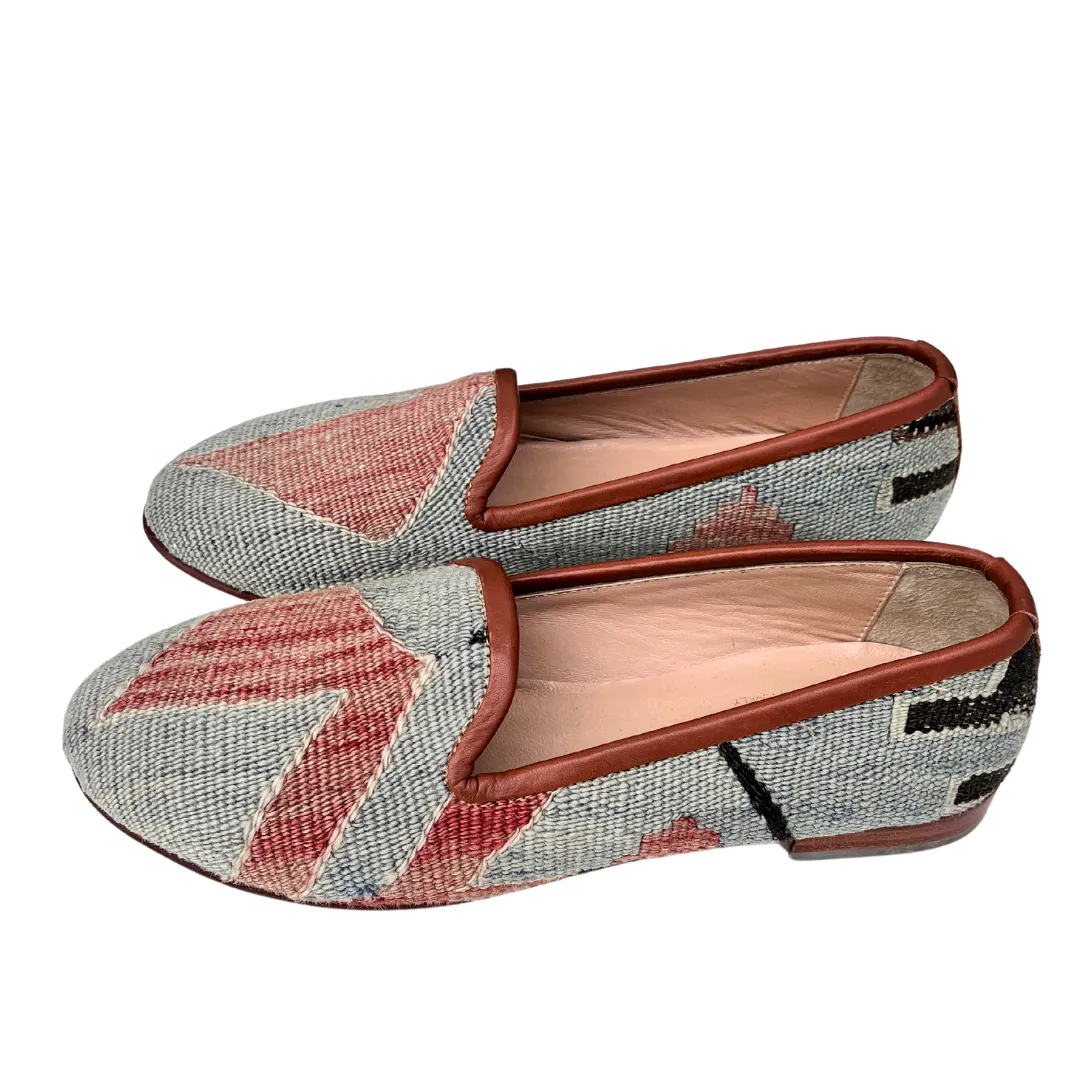 Women's Turkish Kilim Loafer Muted Orange & Lavender/Blue