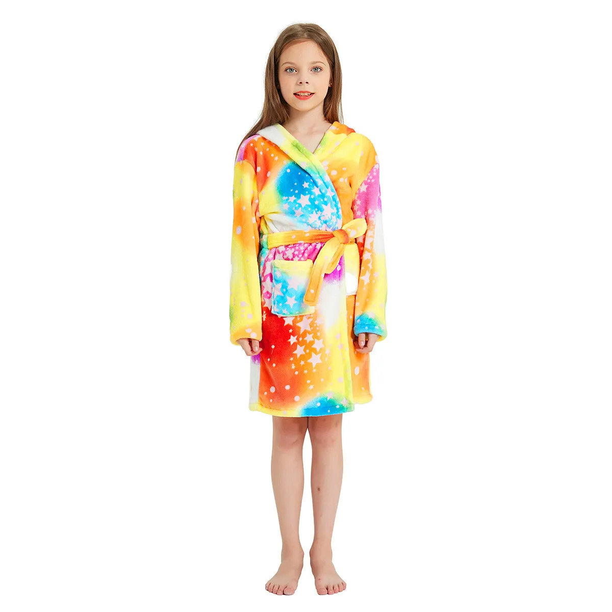 Yellow Bright Sky Unicorn Kid Bathrobe